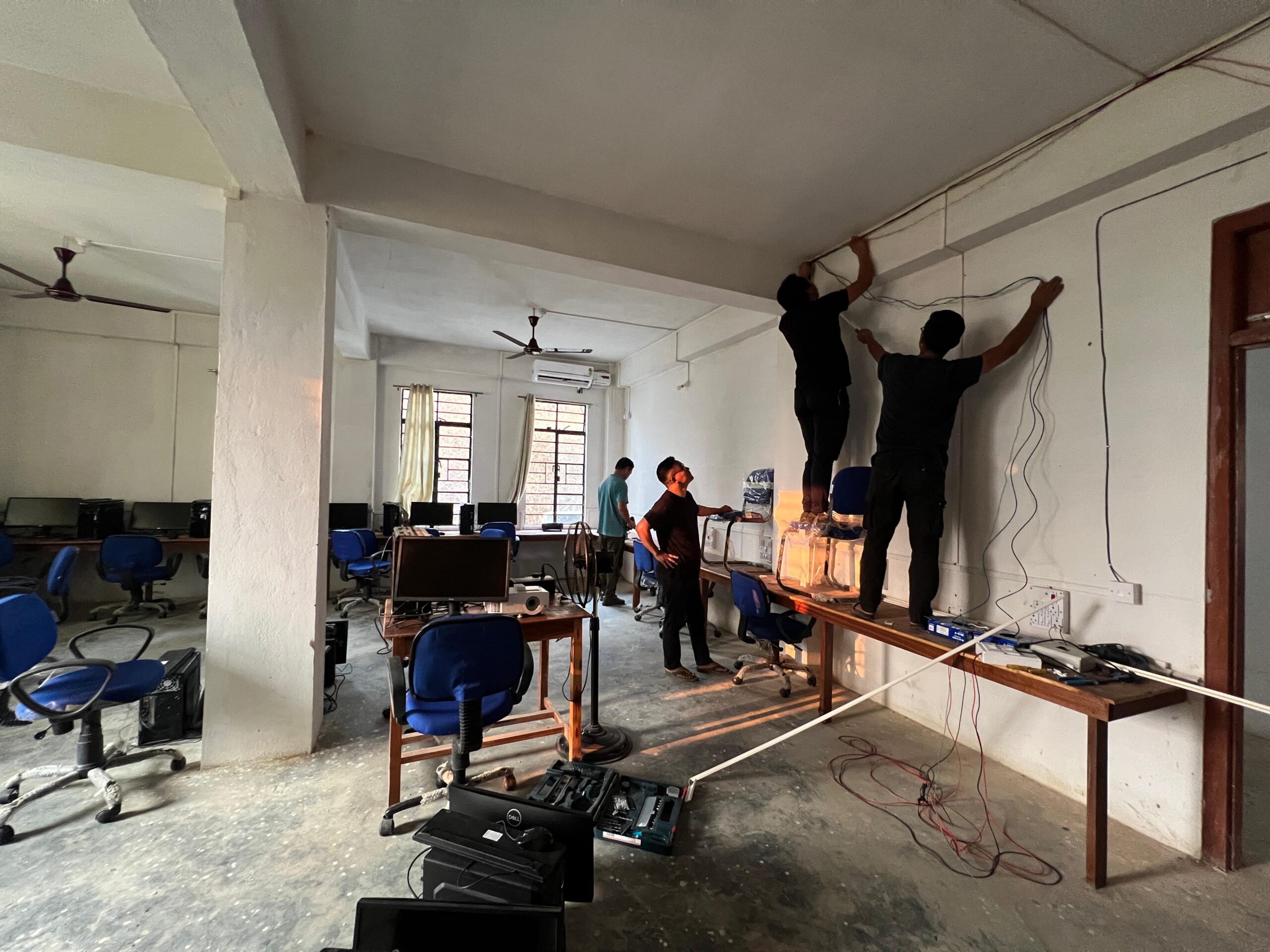Electrification work in Computer Lab by GPP faculty and Staff.